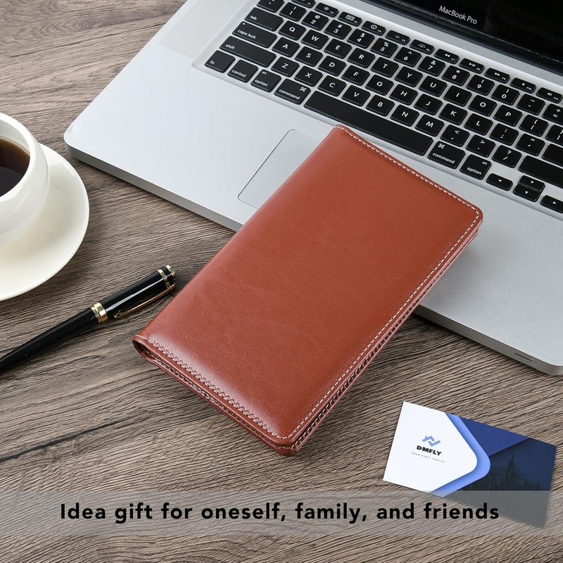 DMFLY Leather Professional Business Card Holder Organizer Book - 300 Card Capacity Premium PU Folder with Soft Cover, Name Card Credit Cards Binder for Men/Women, Red Brown - Image 2